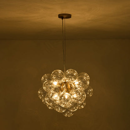 Glazen Bollen Hanglamp Cluster Messing 50cm 6 Lichts G9 Transparant Woonkamer Eetkamer Slaapkamer Entree Bubble Chandelier Dimbaar Keukeneiland
