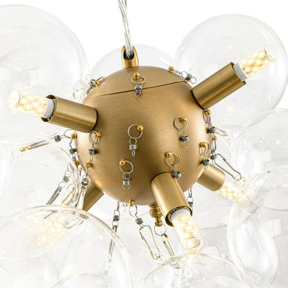 Glazen Bollen Hanglamp Cluster Messing 50cm 6 Lichts G9 Transparant Woonkamer Eetkamer Slaapkamer Entree Bubble Chandelier Dimbaar Keukeneiland
