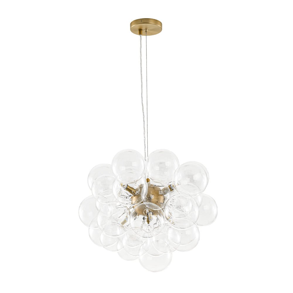 Glazen Bollen Hanglamp Cluster Messing 50cm 6 Lichts G9 Transparant Woonkamer Eetkamer Slaapkamer Entree Bubble Chandelier Dimbaar Keukeneiland