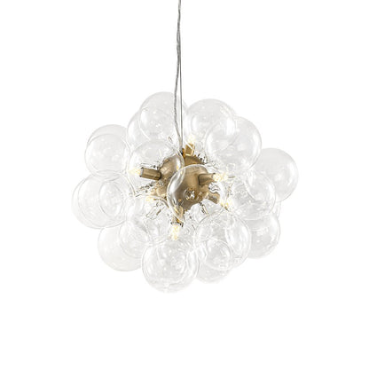 Glazen Bollen Hanglamp Cluster Messing 50cm 6 Lichts G9 Transparant Woonkamer Eetkamer Slaapkamer Entree Bubble Chandelier Dimbaar Keukeneiland
