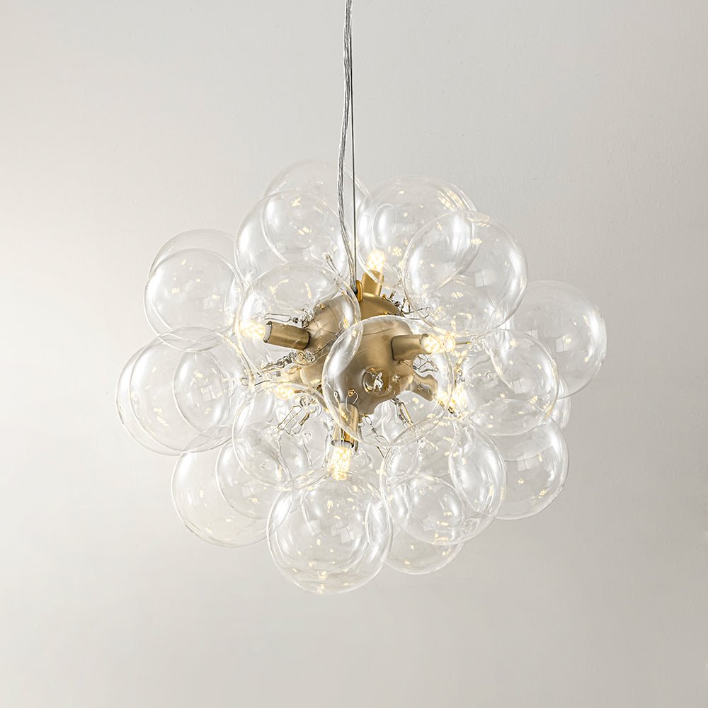 Glazen Bollen Hanglamp Cluster Messing 50cm 6 Lichts G9 Transparant Woonkamer Eetkamer Slaapkamer Entree Bubble Chandelier Dimbaar Keukeneiland