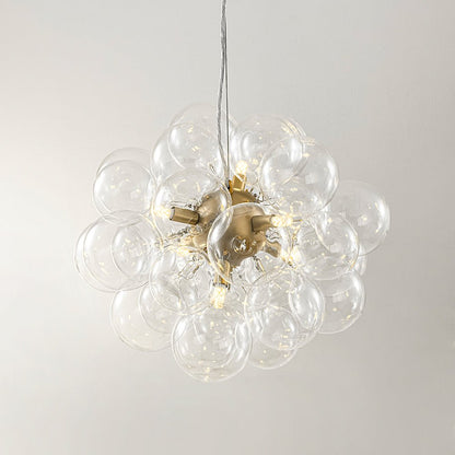 Glazen Bollen Hanglamp Cluster Messing 50cm 6 Lichts G9 Transparant Woonkamer Eetkamer Slaapkamer Entree Bubble Chandelier Dimbaar Keukeneiland