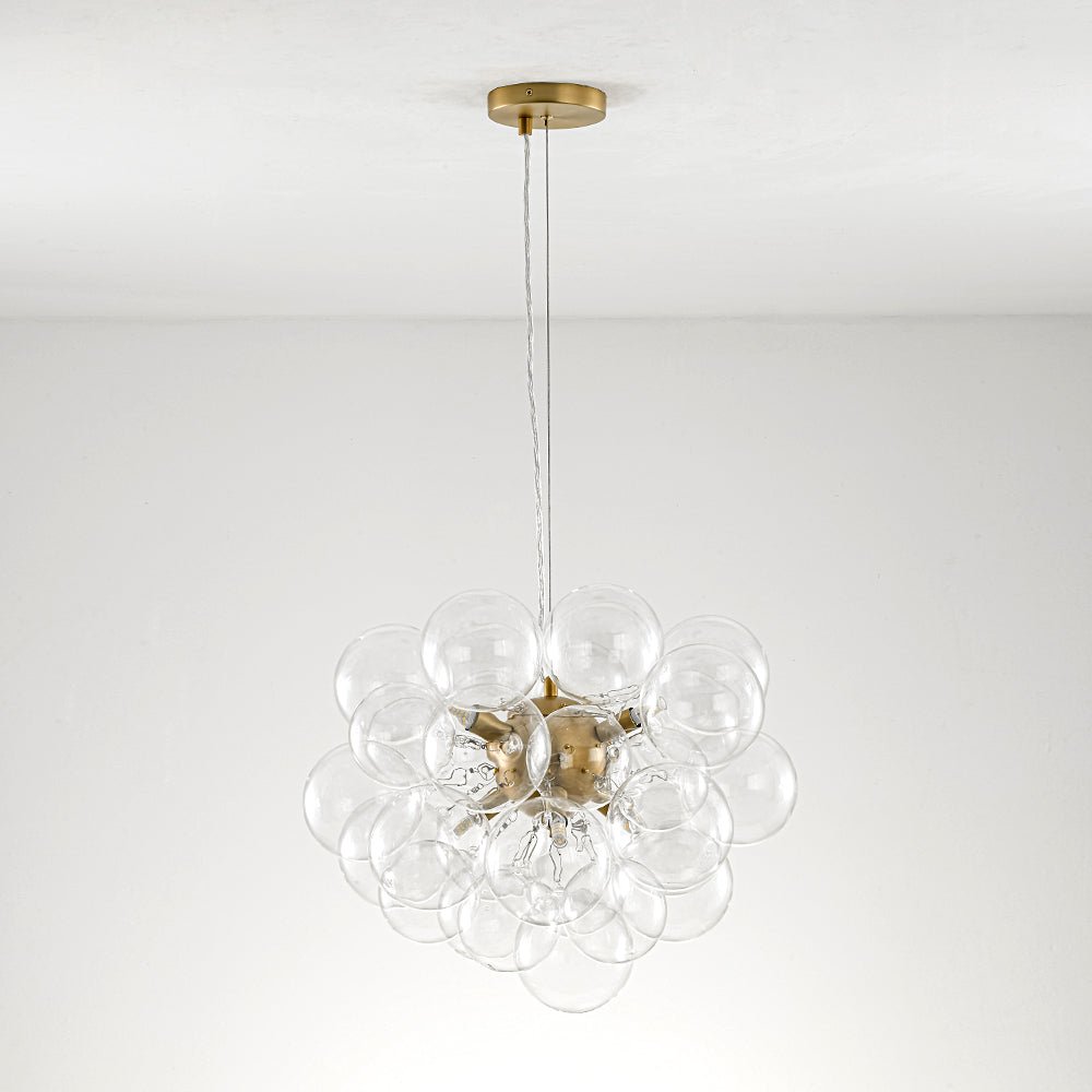 Glazen Bollen Hanglamp Cluster Messing 50cm 6 Lichts G9 Transparant Woonkamer Eetkamer Slaapkamer Entree Bubble Chandelier Dimbaar Keukeneiland
