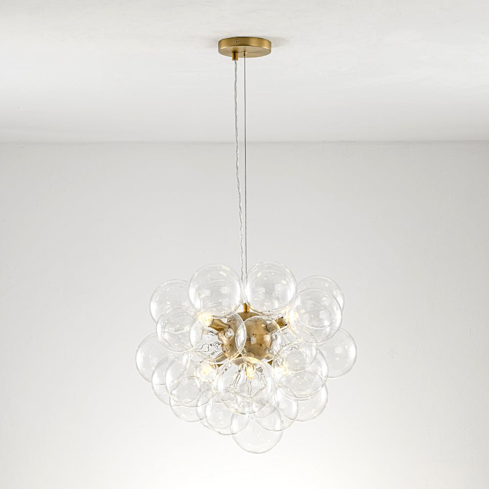 Glazen Bollen Hanglamp Cluster Messing 50cm 6 Lichts G9 Transparant Woonkamer Eetkamer Slaapkamer Entree Bubble Chandelier Dimbaar Keukeneiland