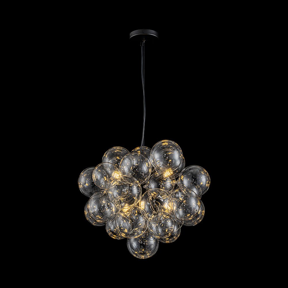 Glazen Bollen Hanglamp Cluster Messing 50cm 6 Lichts G9 Transparant Woonkamer Eetkamer Slaapkamer Entree Bubble Chandelier Dimbaar Keukeneiland