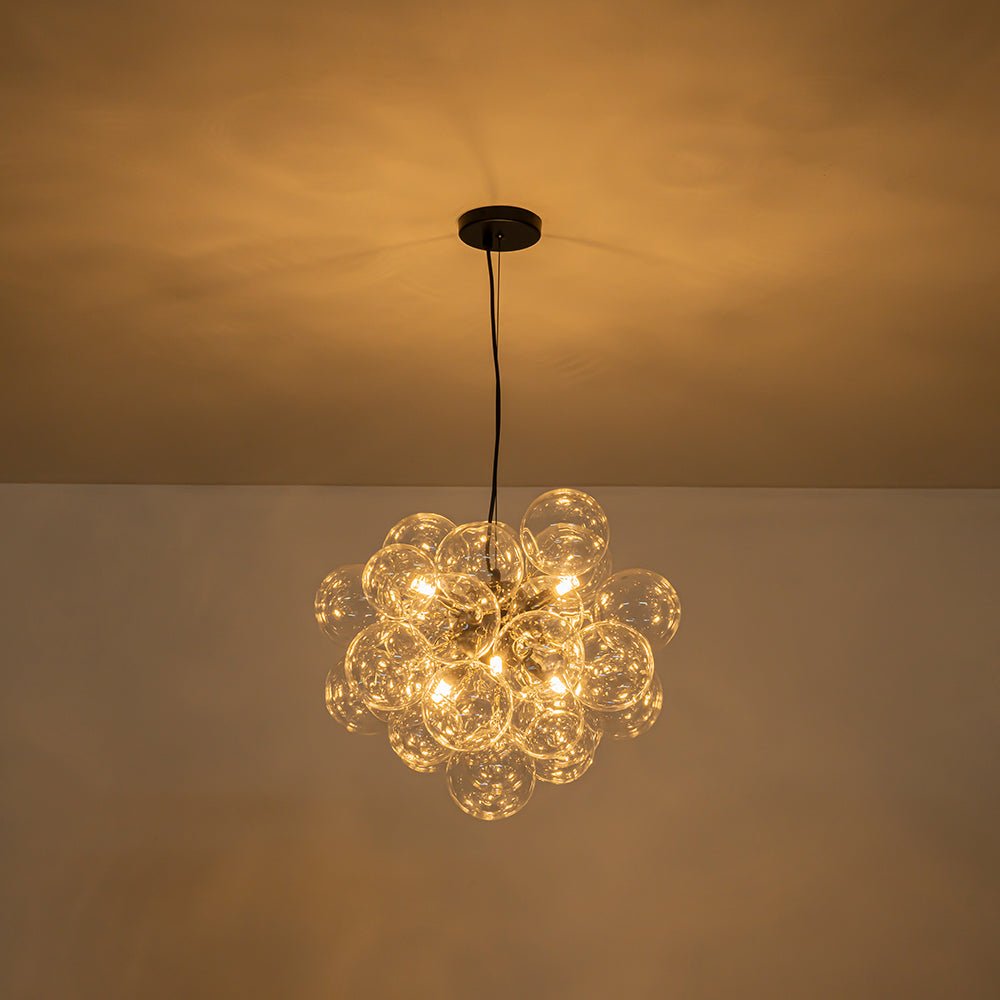 Glazen Bollen Hanglamp Cluster Messing 50cm 6 Lichts G9 Transparant Woonkamer Eetkamer Slaapkamer Entree Bubble Chandelier Dimbaar Keukeneiland