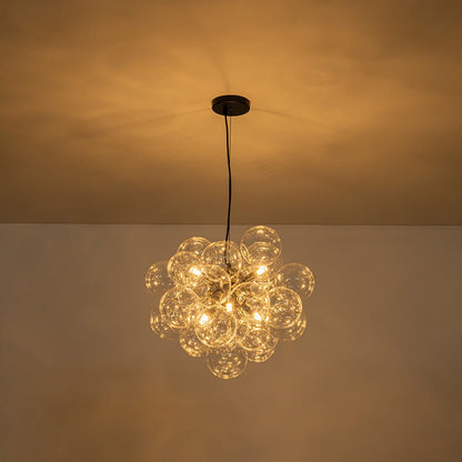 Glazen Bollen Hanglamp Cluster Messing 50cm 6 Lichts G9 Transparant Woonkamer Eetkamer Slaapkamer Entree Bubble Chandelier Dimbaar Keukeneiland