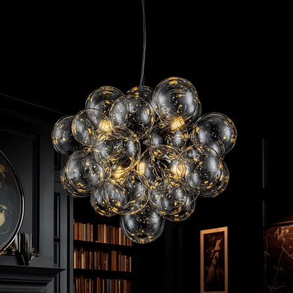 Glazen Bollen Hanglamp Cluster Messing 50cm 6 Lichts G9 Transparant Woonkamer Eetkamer Slaapkamer Entree Bubble Chandelier Dimbaar Keukeneiland