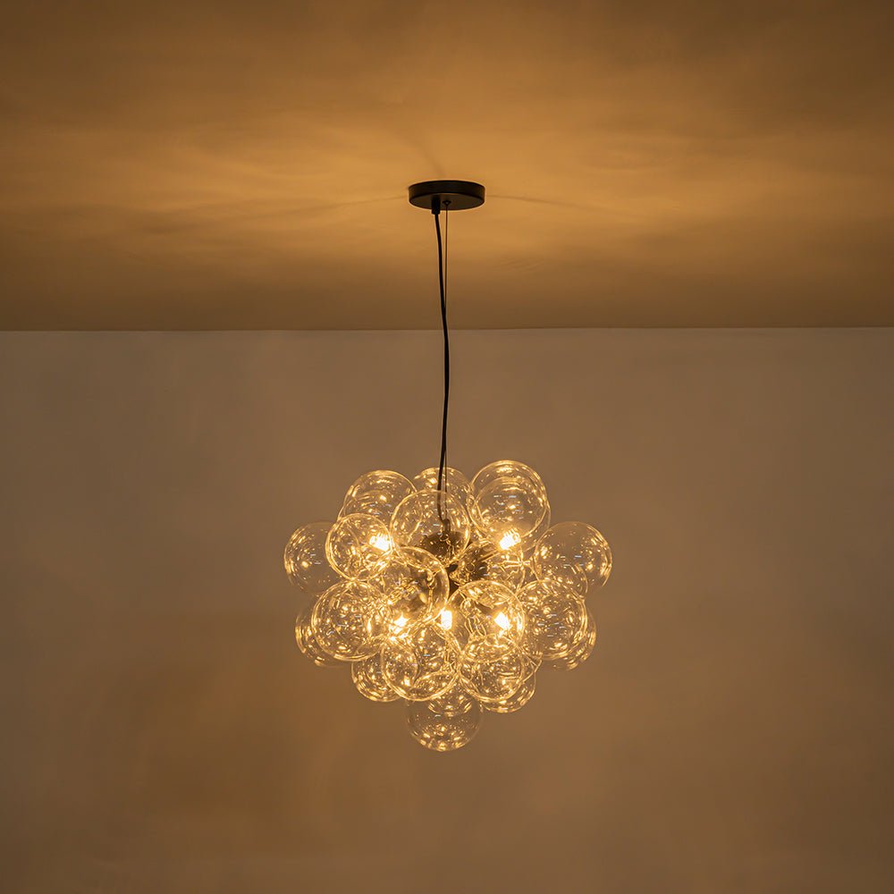 Glazen Bollen Hanglamp Cluster Messing 50cm 6 Lichts G9 Transparant Woonkamer Eetkamer Slaapkamer Entree Bubble Chandelier Dimbaar Keukeneiland