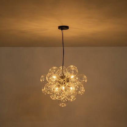 Glazen Bollen Hanglamp Cluster Messing 50cm 6 Lichts G9 Transparant Woonkamer Eetkamer Slaapkamer Entree Bubble Chandelier Dimbaar Keukeneiland