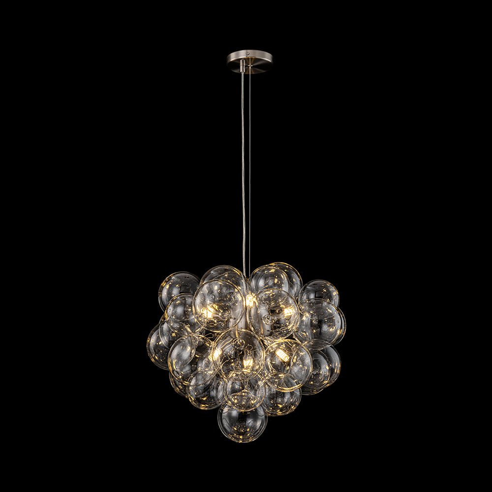 Glazen Bollen Hanglamp Cluster Messing 50cm 6 Lichts G9 Transparant Woonkamer Eetkamer Slaapkamer Entree Bubble Chandelier Dimbaar Keukeneiland