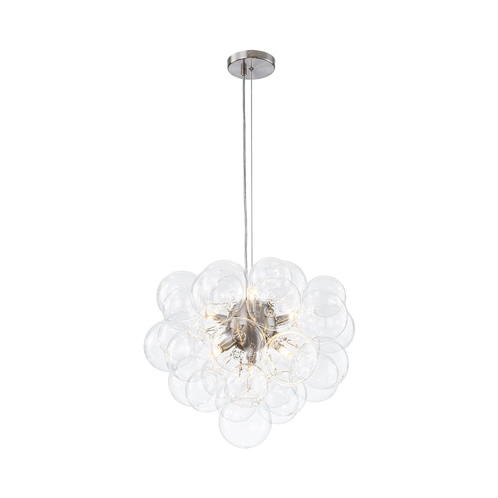 Glazen Bollen Hanglamp Cluster Messing 50cm 6 Lichts G9 Transparant Woonkamer Eetkamer Slaapkamer Entree Bubble Chandelier Dimbaar Keukeneiland