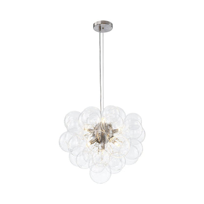 Glazen Bollen Hanglamp Cluster Messing 50cm 6 Lichts G9 Transparant Woonkamer Eetkamer Slaapkamer Entree Bubble Chandelier Dimbaar Keukeneiland