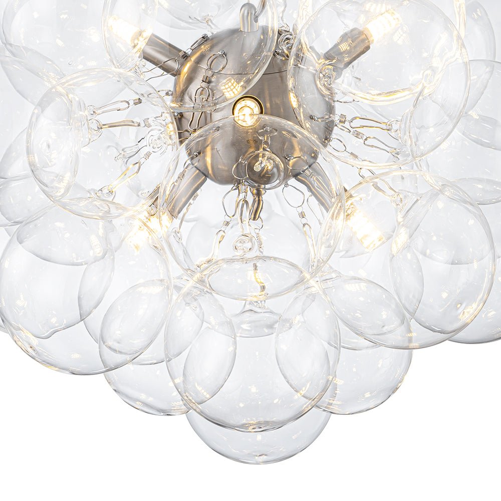 Glazen Bollen Hanglamp Cluster Messing 50cm 6 Lichts G9 Transparant Woonkamer Eetkamer Slaapkamer Entree Bubble Chandelier Dimbaar Keukeneiland
