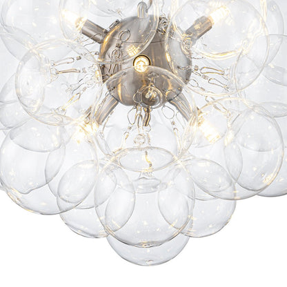 Glazen Bollen Hanglamp Cluster Messing 50cm 6 Lichts G9 Transparant Woonkamer Eetkamer Slaapkamer Entree Bubble Chandelier Dimbaar Keukeneiland