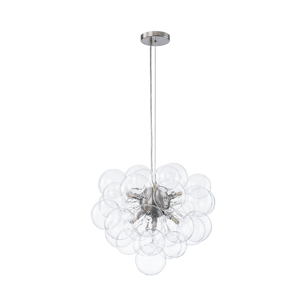 Glazen Bollen Hanglamp Cluster Messing 50cm 6 Lichts G9 Transparant Woonkamer Eetkamer Slaapkamer Entree Bubble Chandelier Dimbaar Keukeneiland