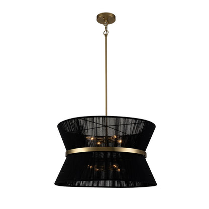 Hanglamp Touw Gevlochten Messing Beige Zwart Bohemian Drum Eetkamer Woonkamer Slaapkamer Entree Farmhouse Coastal Verstelbaar E26 E12