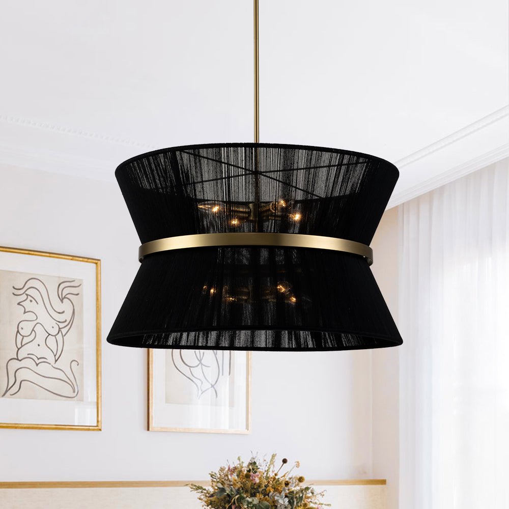 Hanglamp Touw Gevlochten Messing Beige Zwart Bohemian Drum Eetkamer Woonkamer Slaapkamer Entree Farmhouse Coastal Verstelbaar E26 E12