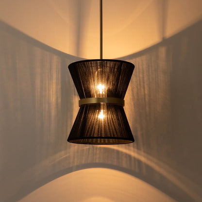 Hanglamp Touw Gevlochten Messing Beige Zwart Bohemian Drum Eetkamer Woonkamer Slaapkamer Entree Farmhouse Coastal Verstelbaar E26 E12