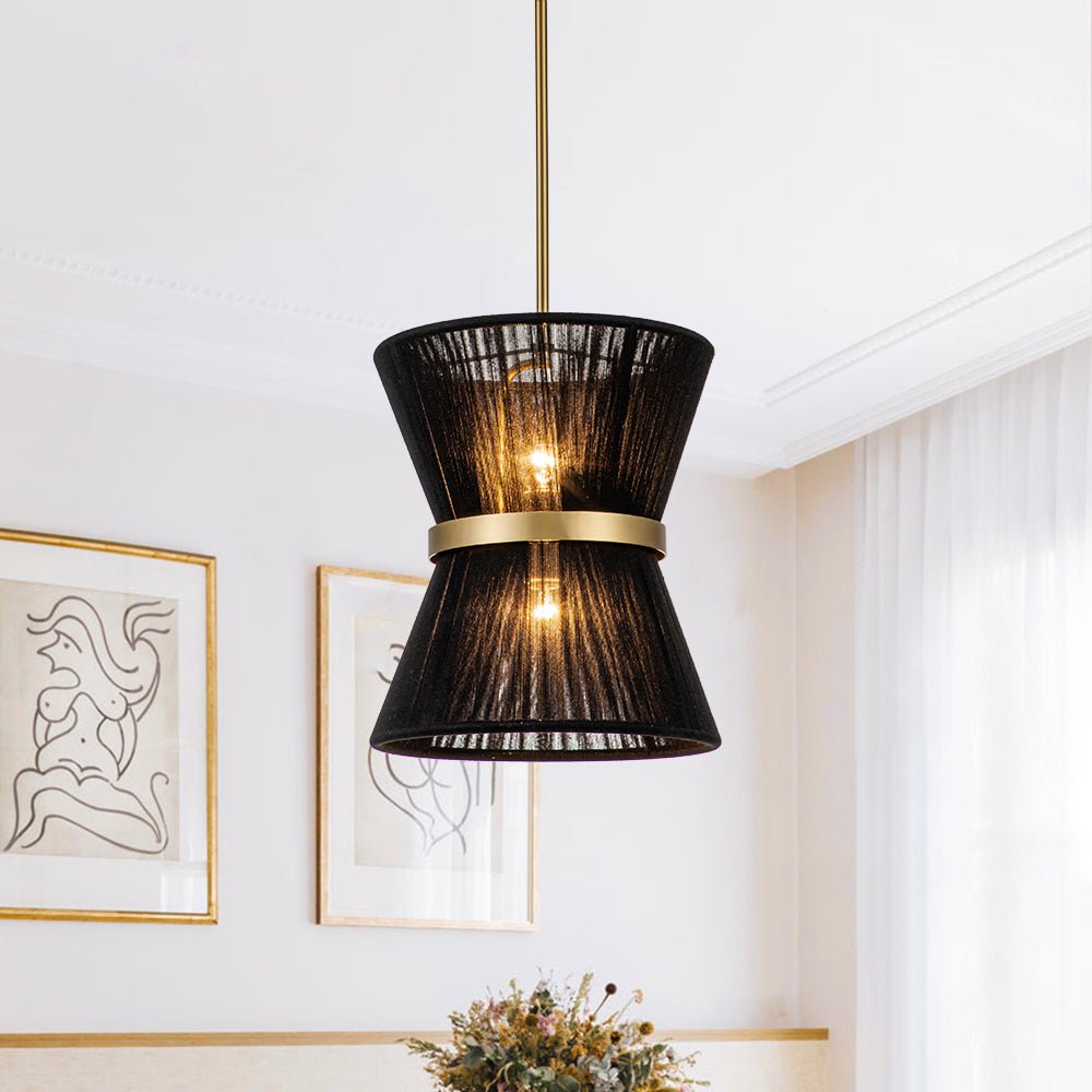 Hanglamp Touw Gevlochten Messing Beige Zwart Bohemian Drum Eetkamer Woonkamer Slaapkamer Entree Farmhouse Coastal Verstelbaar E26 E12