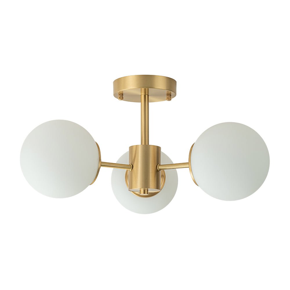 Sputnik Plafondlamp 3 Lichts Messing Opaal Glas 48cm E26 Woonkamer Slaapkamer Eetkamer Entree Mid-Century Bubble Flush Mount Badkamer
