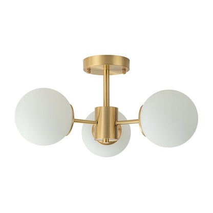 Sputnik Plafondlamp 3 Lichts Messing Opaal Glas 48cm E26 Woonkamer Slaapkamer Eetkamer Entree Mid-Century Bubble Flush Mount Badkamer