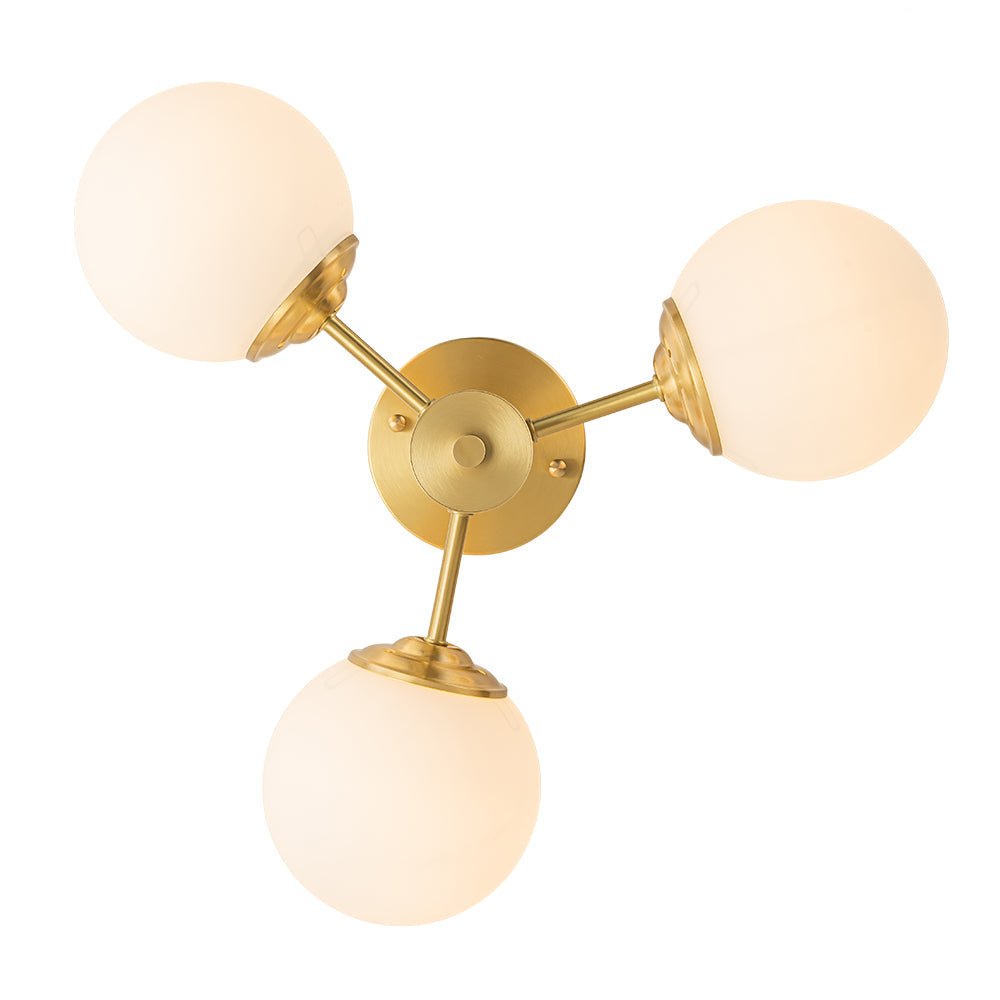 Sputnik Plafondlamp 3 Lichts Messing Opaal Glas 48cm E26 Woonkamer Slaapkamer Eetkamer Entree Mid-Century Bubble Flush Mount Badkamer
