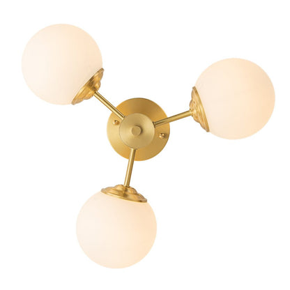 Sputnik Plafondlamp 3 Lichts Messing Opaal Glas 48cm E26 Woonkamer Slaapkamer Eetkamer Entree Mid-Century Bubble Flush Mount Badkamer
