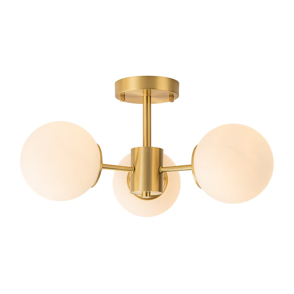 Sputnik Plafondlamp 3 Lichts Messing Opaal Glas 48cm E26 Woonkamer Slaapkamer Eetkamer Entree Mid-Century Bubble Flush Mount Badkamer