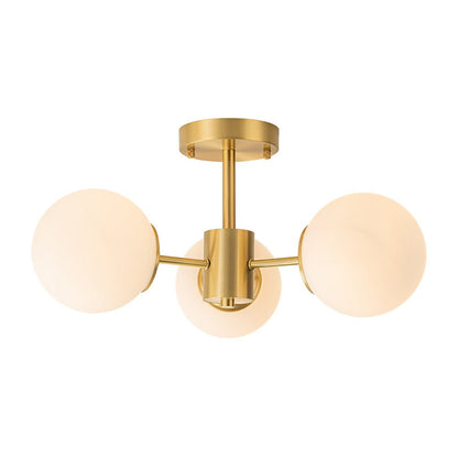 Sputnik Plafondlamp 3 Lichts Messing Opaal Glas 48cm E26 Woonkamer Slaapkamer Eetkamer Entree Mid-Century Bubble Flush Mount Badkamer
