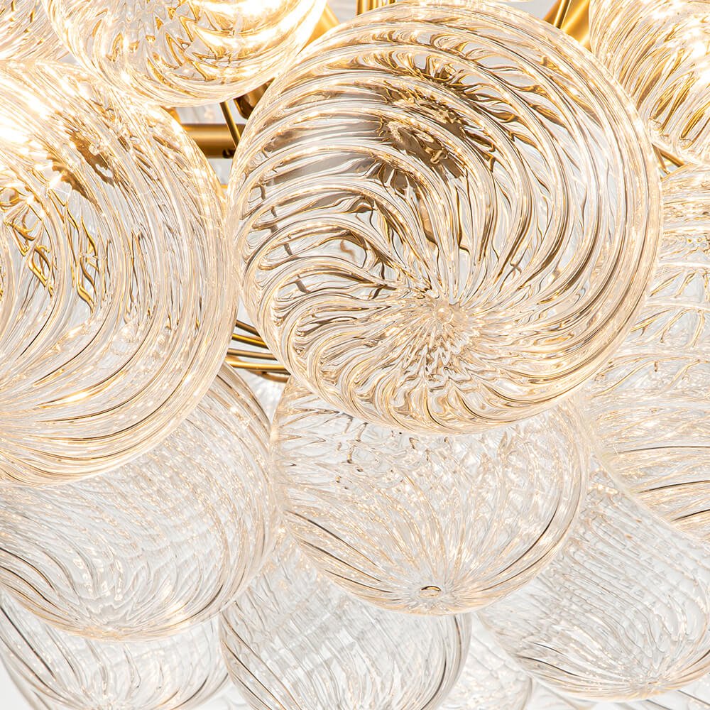 Moderne Glazen Kroonluchter met Geribbelde Bollen voor Eetkamer & Woonkamer