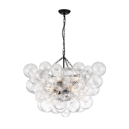 Moderne Glazen Kroonluchter met Geribbelde Bollen voor Eetkamer & Woonkamer
