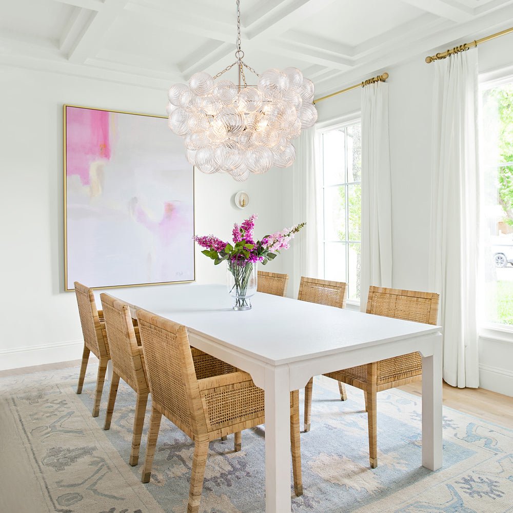 Moderne Glazen Kroonluchter met Geribbelde Bollen voor Eetkamer & Woonkamer