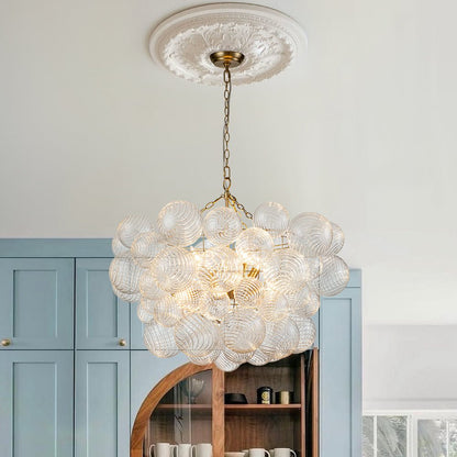 Moderne Glazen Kroonluchter met Geribbelde Bollen voor Eetkamer & Woonkamer