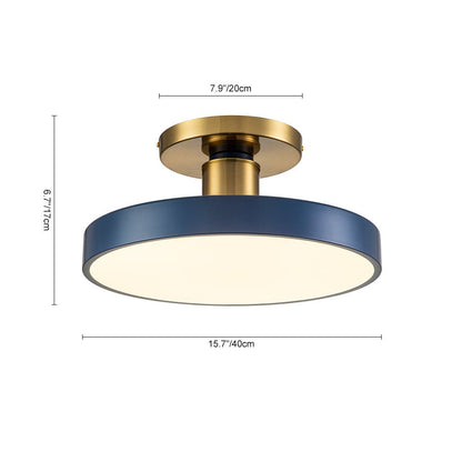 LED Plafondlamp Rond Blauw Messing 40cm 24W Dimbaar 5 Kleurtemperaturen Slaapkamer Keuken Woonkamer Entree Coastal Semi Flush Mount