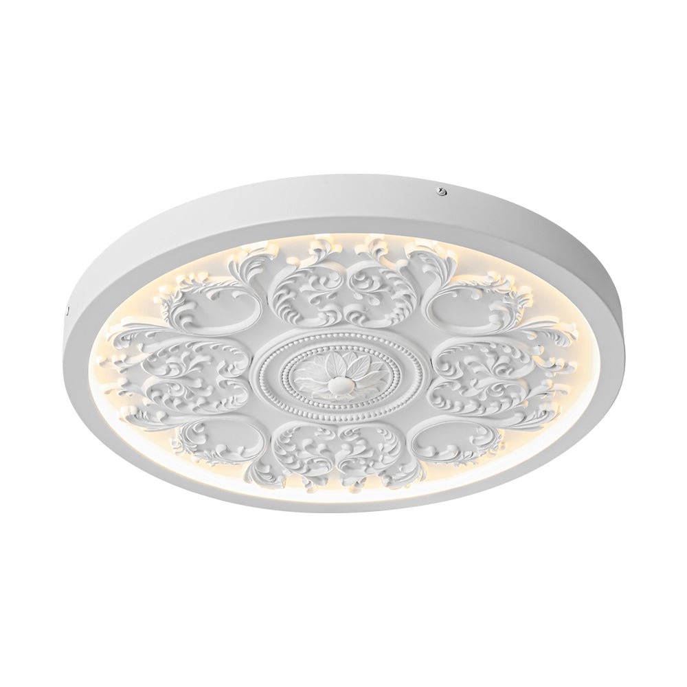 Led Plafondlamp Rond Wit 48.5cm Woonkamer Slaapkamer Dimbaar Klassiek Ornament Medallion Flush Mount Hal Badkamer
