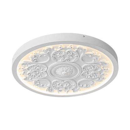 Led Plafondlamp Rond Wit 48.5cm Woonkamer Slaapkamer Dimbaar Klassiek Ornament Medallion Flush Mount Hal Badkamer