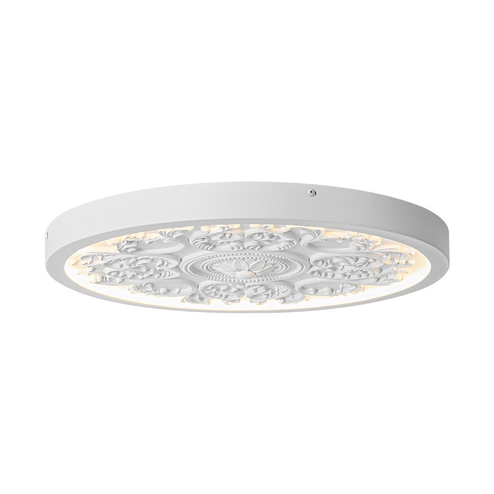 Led Plafondlamp Rond Wit 48.5cm Woonkamer Slaapkamer Dimbaar Klassiek Ornament Medallion Flush Mount Hal Badkamer