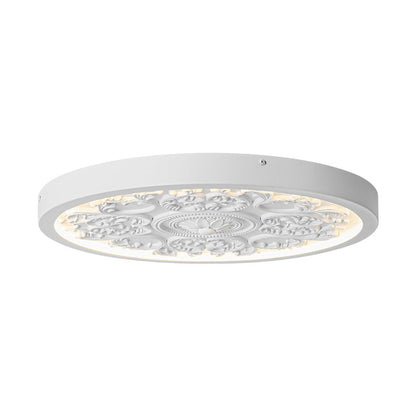 Led Plafondlamp Rond Wit 48.5cm Woonkamer Slaapkamer Dimbaar Klassiek Ornament Medallion Flush Mount Hal Badkamer