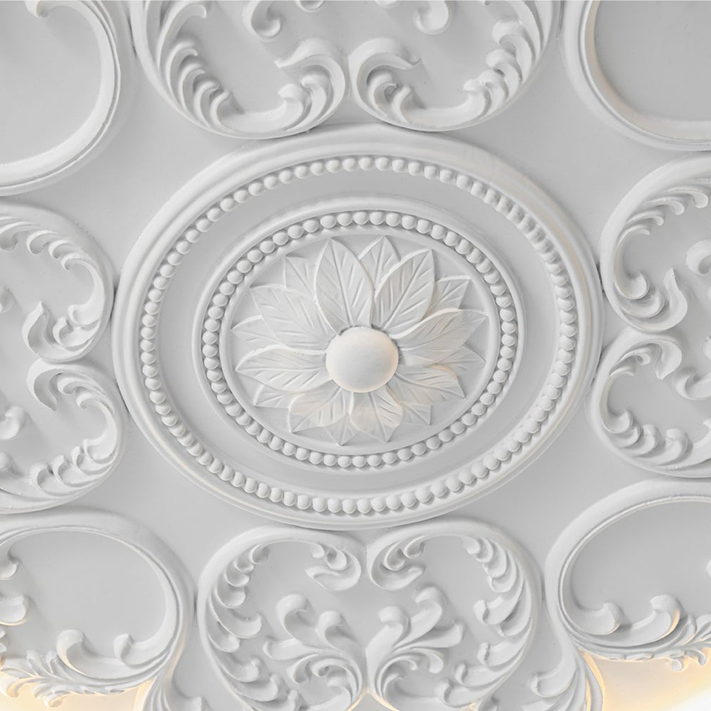 Led Plafondlamp Rond Wit 48.5cm Woonkamer Slaapkamer Dimbaar Klassiek Ornament Medallion Flush Mount Hal Badkamer