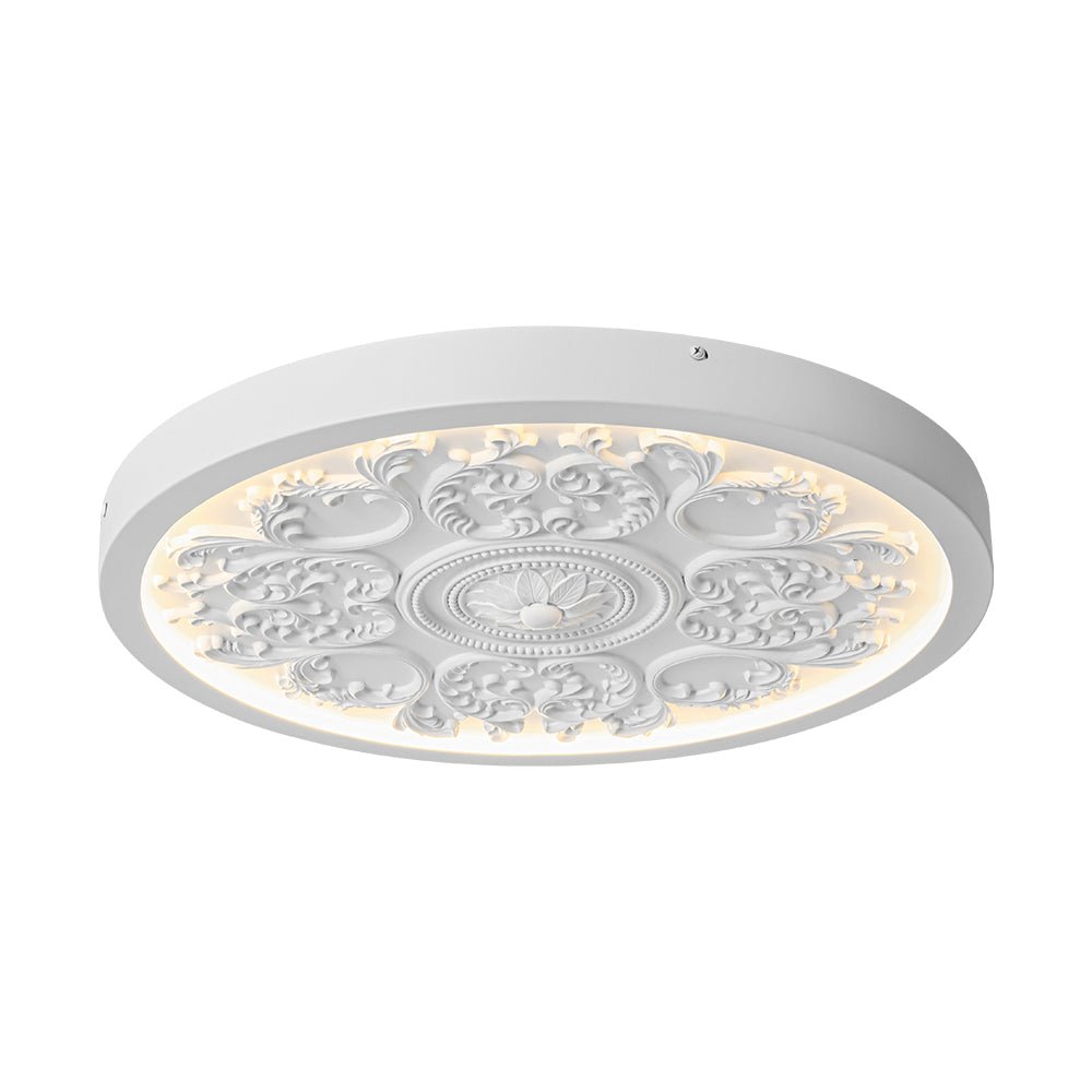 Led Plafondlamp Rond Wit 48.5cm Woonkamer Slaapkamer Dimbaar Klassiek Ornament Medallion Flush Mount Hal Badkamer
