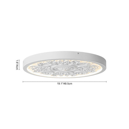 Led Plafondlamp Rond Wit 48.5cm Woonkamer Slaapkamer Dimbaar Klassiek Ornament Medallion Flush Mount Hal Badkamer