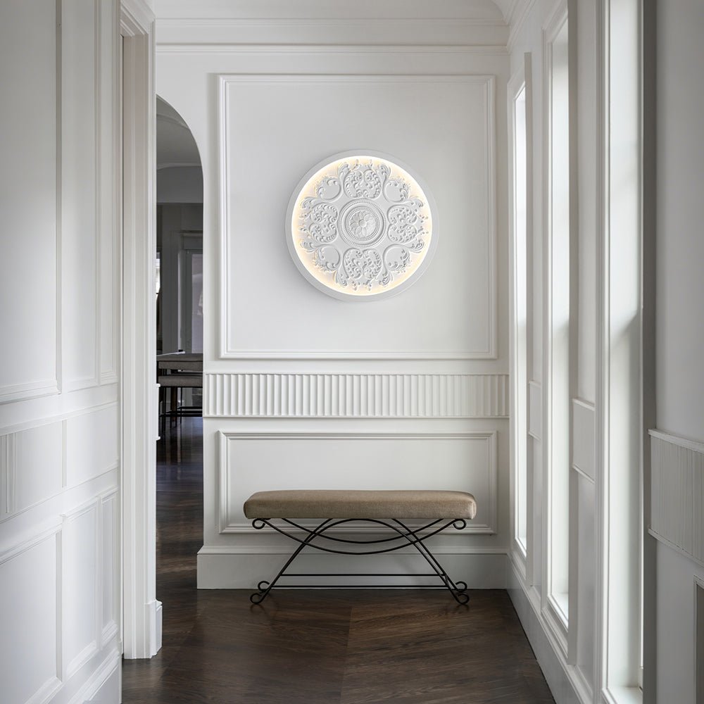Led Plafondlamp Rond Wit 48.5cm Woonkamer Slaapkamer Dimbaar Klassiek Ornament Medallion Flush Mount Hal Badkamer