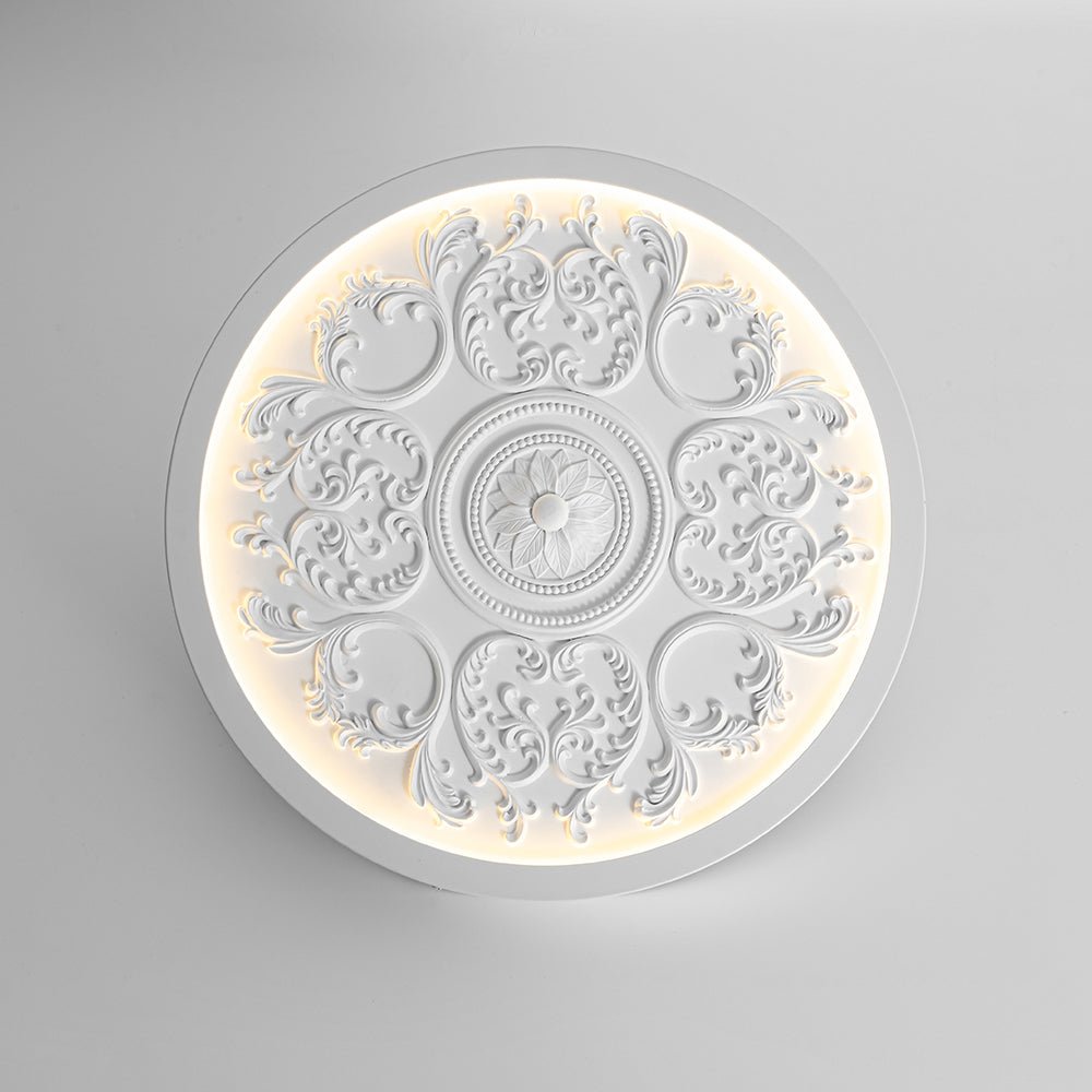 Led Plafondlamp Rond Wit 48.5cm Woonkamer Slaapkamer Dimbaar Klassiek Ornament Medallion Flush Mount Hal Badkamer