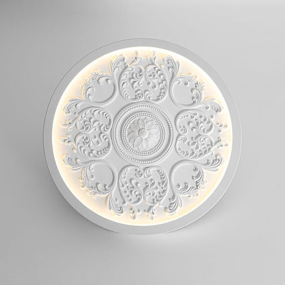 Led Plafondlamp Rond Wit 48.5cm Woonkamer Slaapkamer Dimbaar Klassiek Ornament Medallion Flush Mount Hal Badkamer