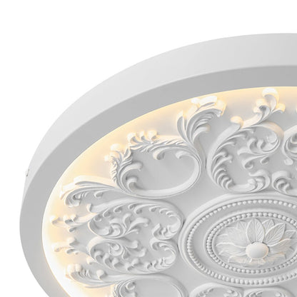 Led Plafondlamp Rond Wit 48.5cm Woonkamer Slaapkamer Dimbaar Klassiek Ornament Medallion Flush Mount Hal Badkamer
