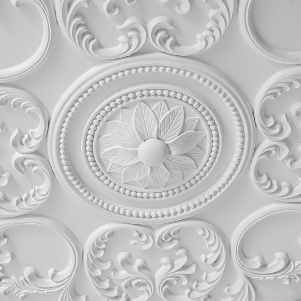 Led Plafondlamp Rond Wit 48.5cm Woonkamer Slaapkamer Dimbaar Klassiek Ornament Medallion Flush Mount Hal Badkamer