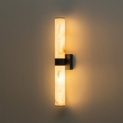 Lineaire LED Wandlamp met Albast – Moderne Badkamerverlichting in Messing of Zwart – 60cm Dimbaar 3000K