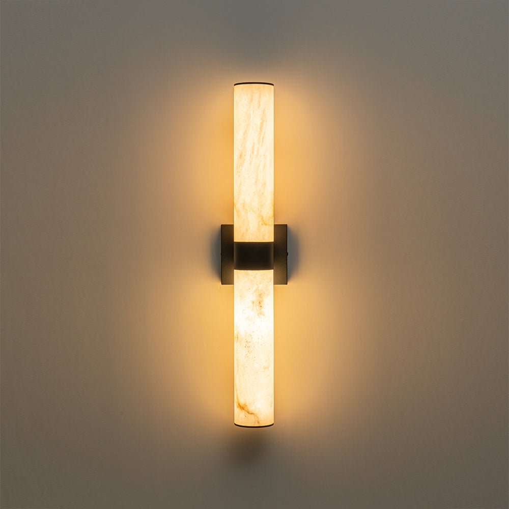 Lineaire LED Wandlamp met Albast – Moderne Badkamerverlichting in Messing of Zwart – 60cm Dimbaar 3000K