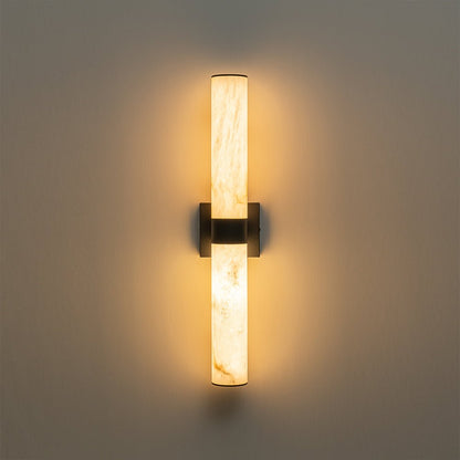 Lineaire LED Wandlamp met Albast – Moderne Badkamerverlichting in Messing of Zwart – 60cm Dimbaar 3000K